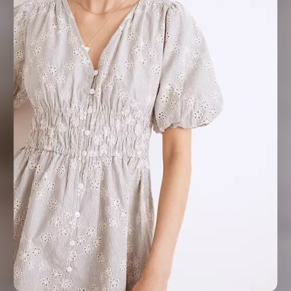 Madewell Eyelet Sophia Mini Dress in Stripe 2X - Picture 3 of 8